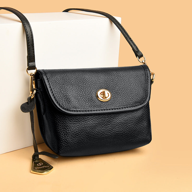 Genuine Leather Women's Shoulder Bag - Vintage Style