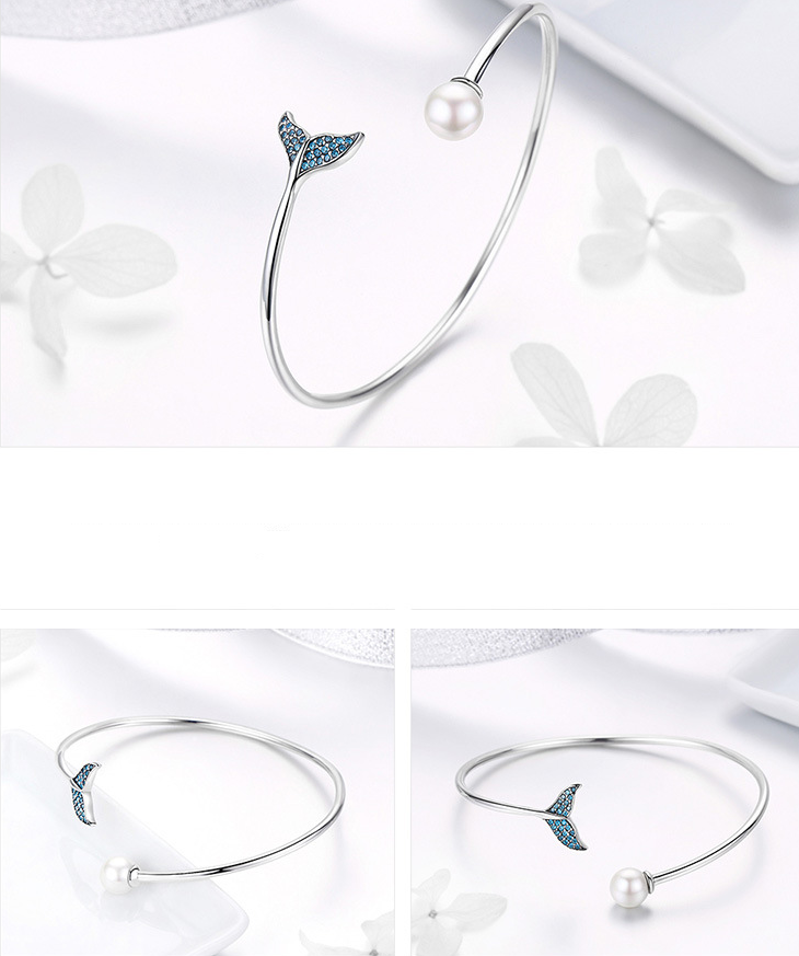 S925 Silver Mermaid Tears Bracelet with Shell Beads
