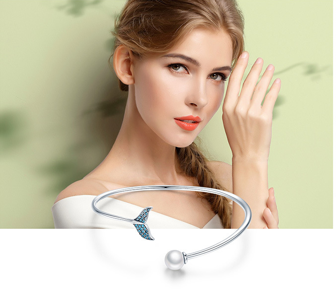 S925 Silver Mermaid Tears Bracelet with Shell Beads