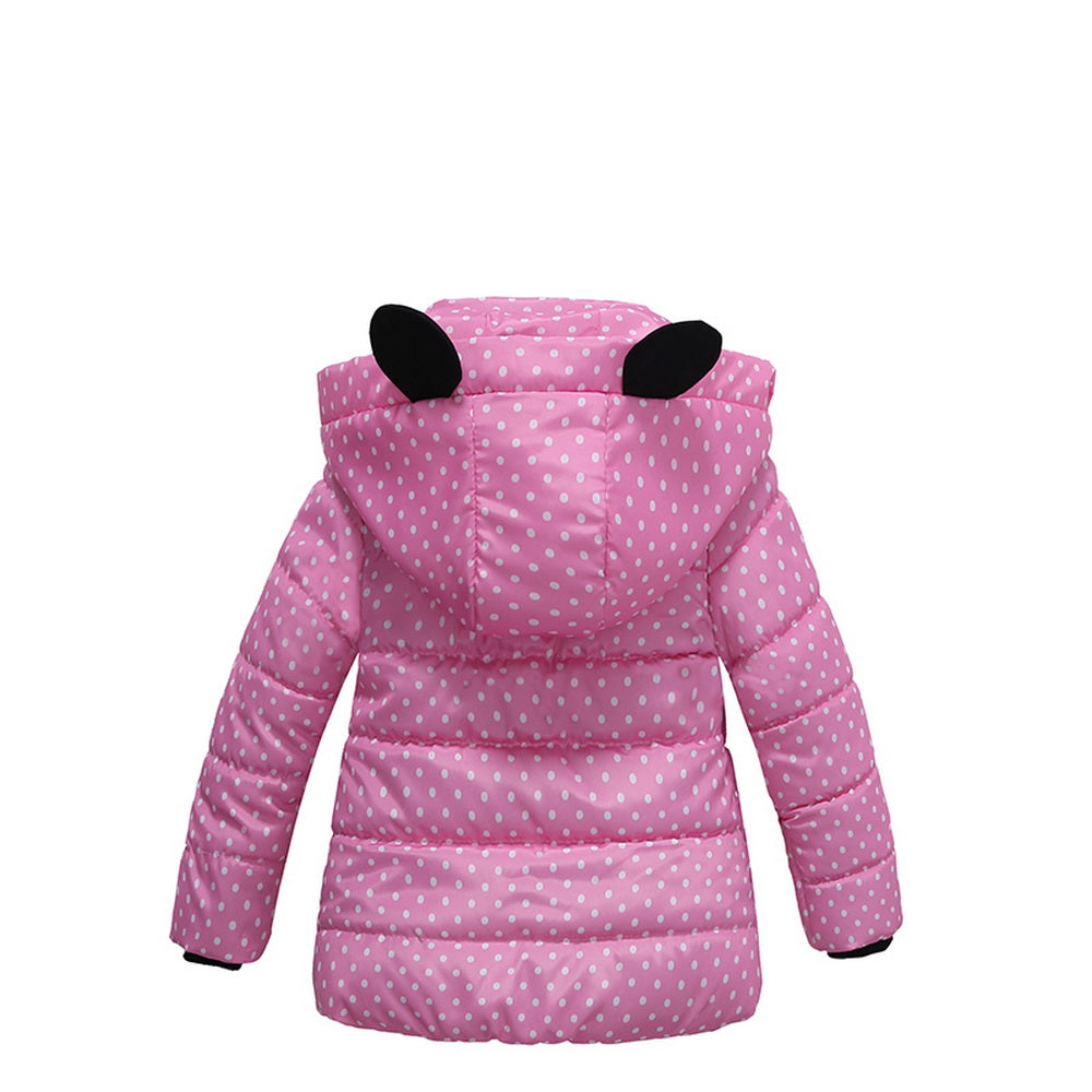 Girls' Cotton Coat with Hood and Animal Design Jacket