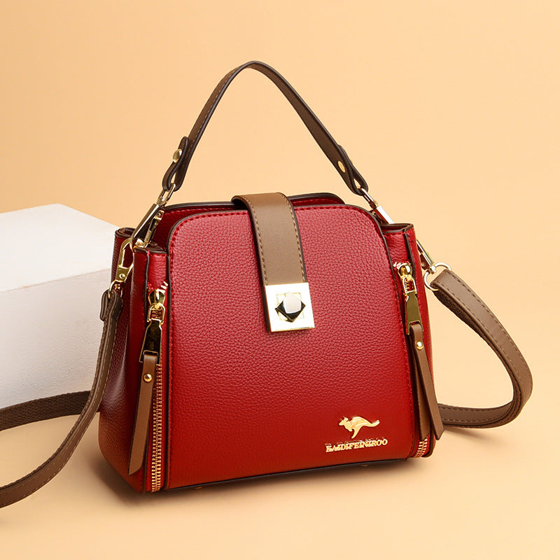 Fashion Women's Color-Block Bucket Shoulder Bag 2021