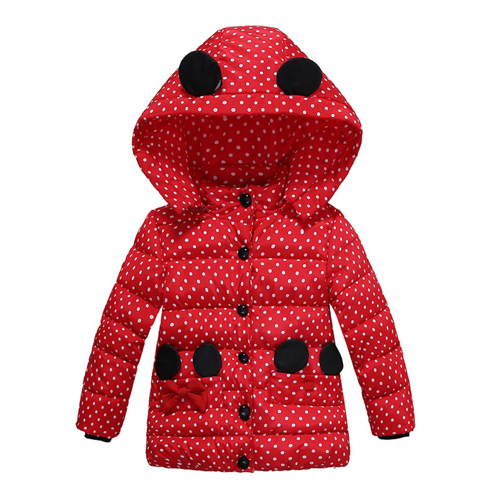Girls' Cotton Coat with Hood and Animal Design Jacket
