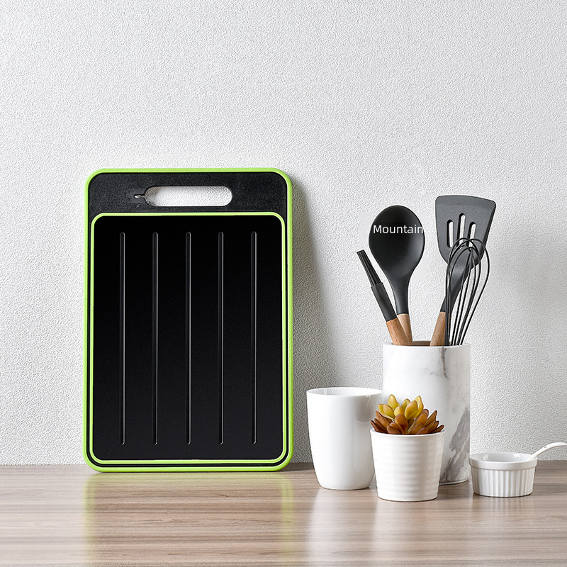 Dual-Sided Rapid Defrost Aluminum Cutting Board with Sharpener