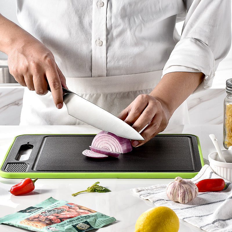 Dual-Sided Rapid Defrost Aluminum Cutting Board with Sharpener