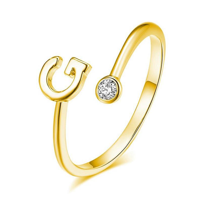 S925 Silver Letter Gold-Plated Ring for Women