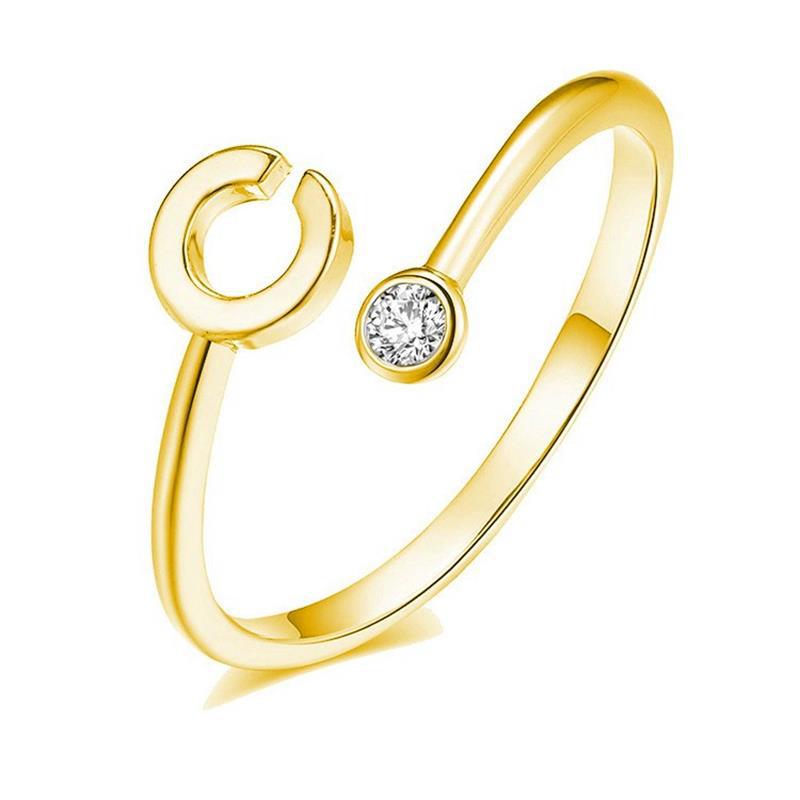 S925 Silver Letter Gold-Plated Ring for Women