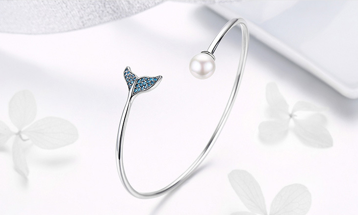 S925 Silver Mermaid Tears Bracelet with Shell Beads
