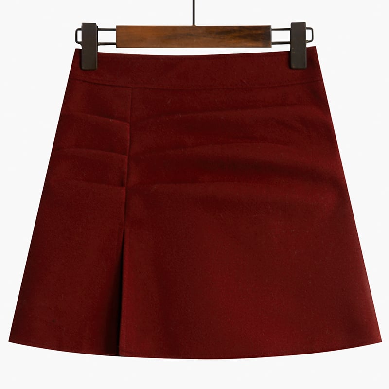 Retro Women's High Waist A-line Wool Skirt