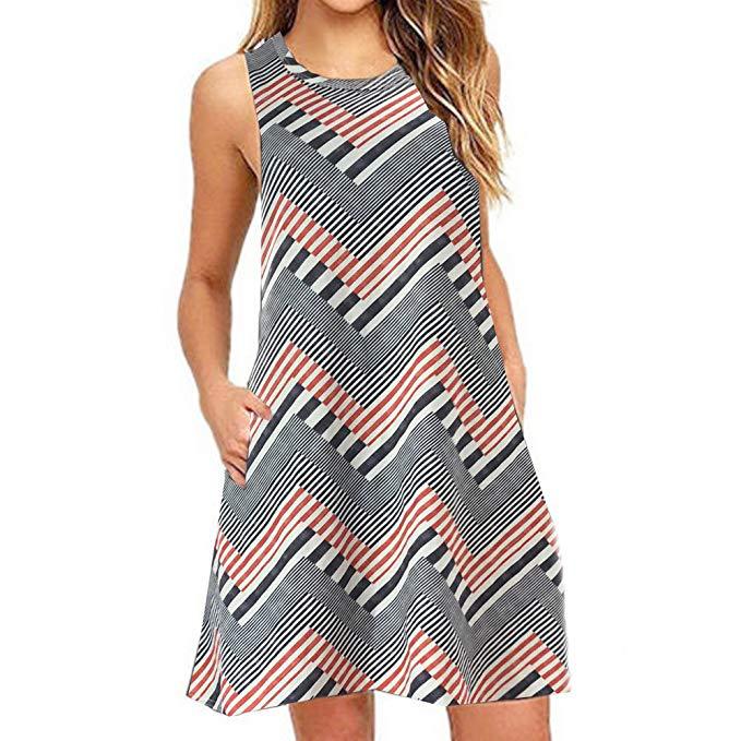 Sleeveless Casual Back Zipper T-Shirt Dress