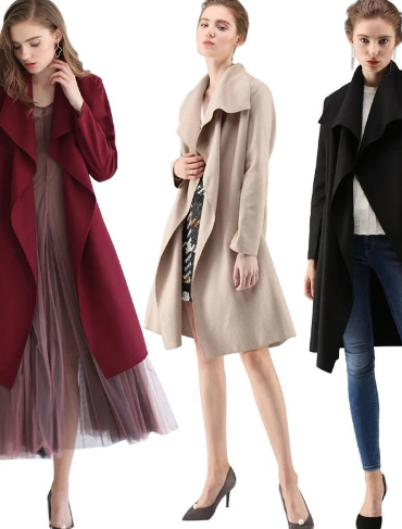 Plus Size Woolen Coat with Belt for Fall/Winter