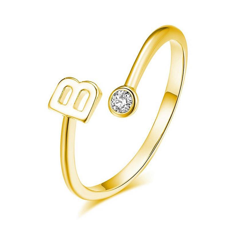 S925 Silver Letter Gold-Plated Ring for Women
