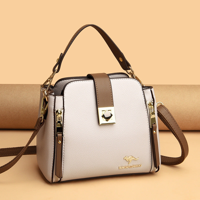 Fashion Women's Color-Block Bucket Shoulder Bag 2021