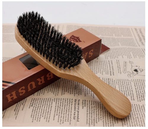 Beech Wood Lacquer Pig Bristle Curved Hair Styling Comb