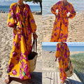 "Fall Fashion Casual V-neck Long Sleeve Loose Dress"