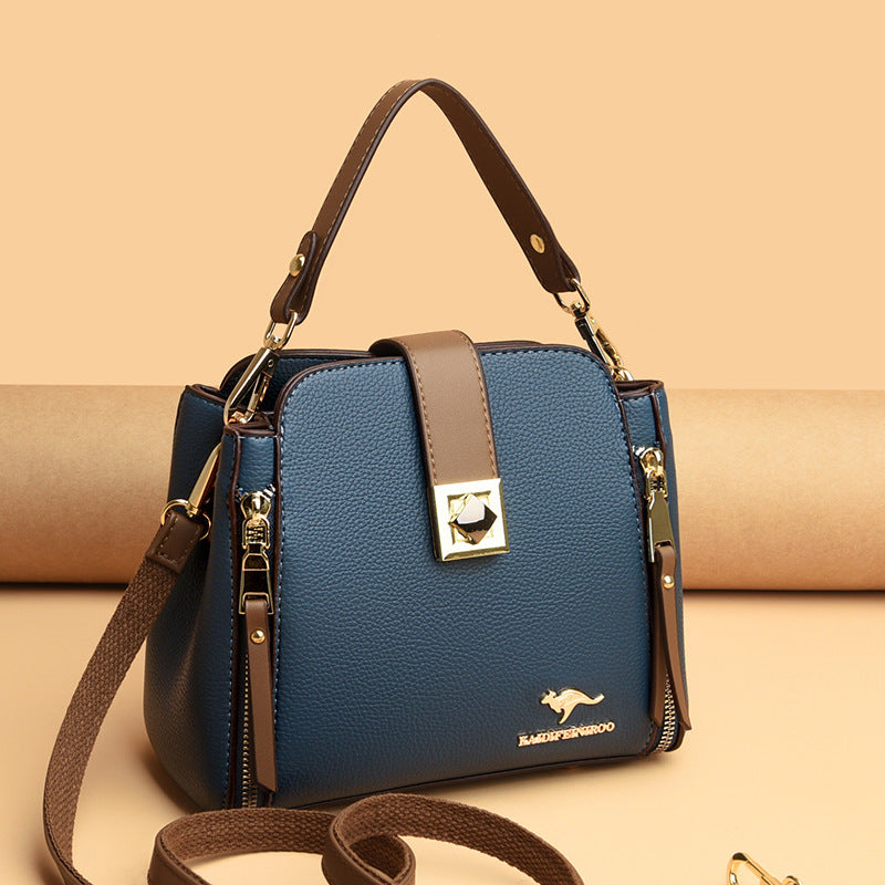 Fashion Women's Color-Block Bucket Shoulder Bag 2021