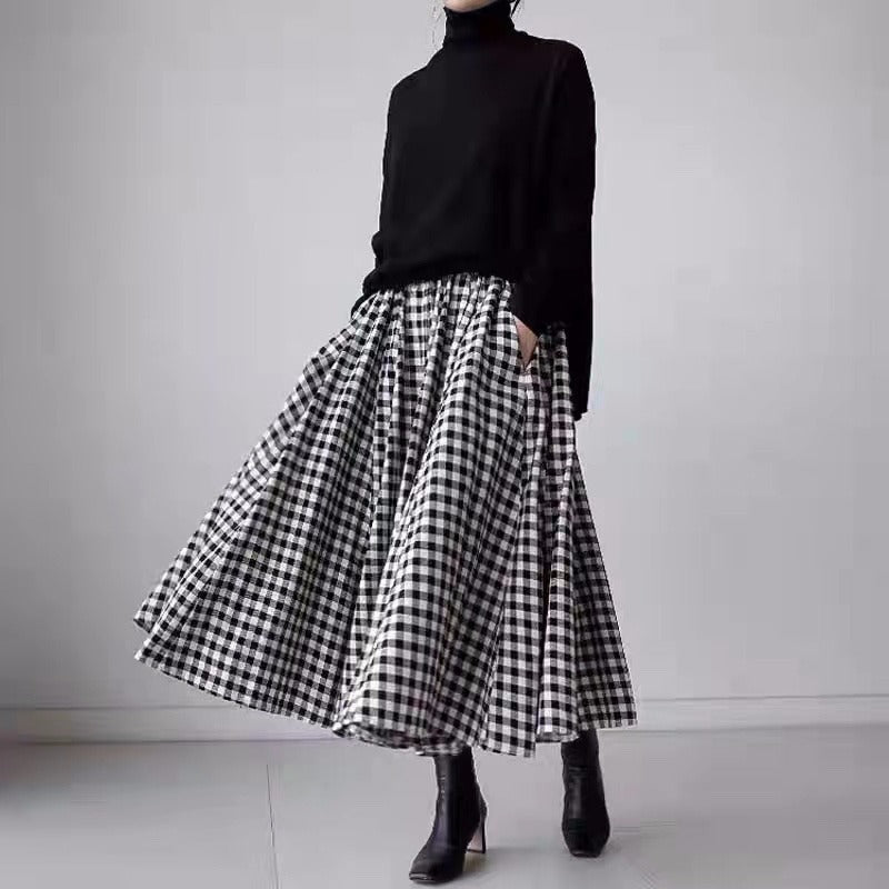 High Waist A-Line Long Skirt for Women