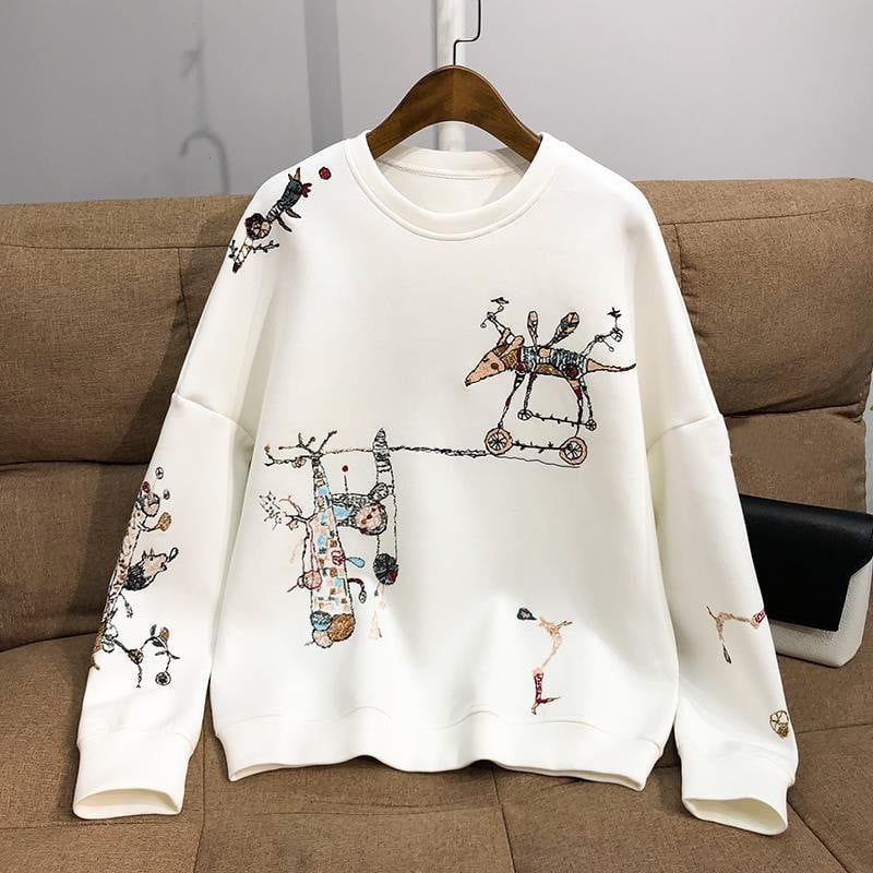 Embroidered Cotton Sweatshirt for Youthful Vitality