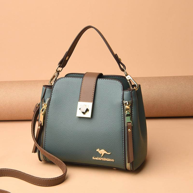 Fashion Women's Color-Block Bucket Shoulder Bag 2021