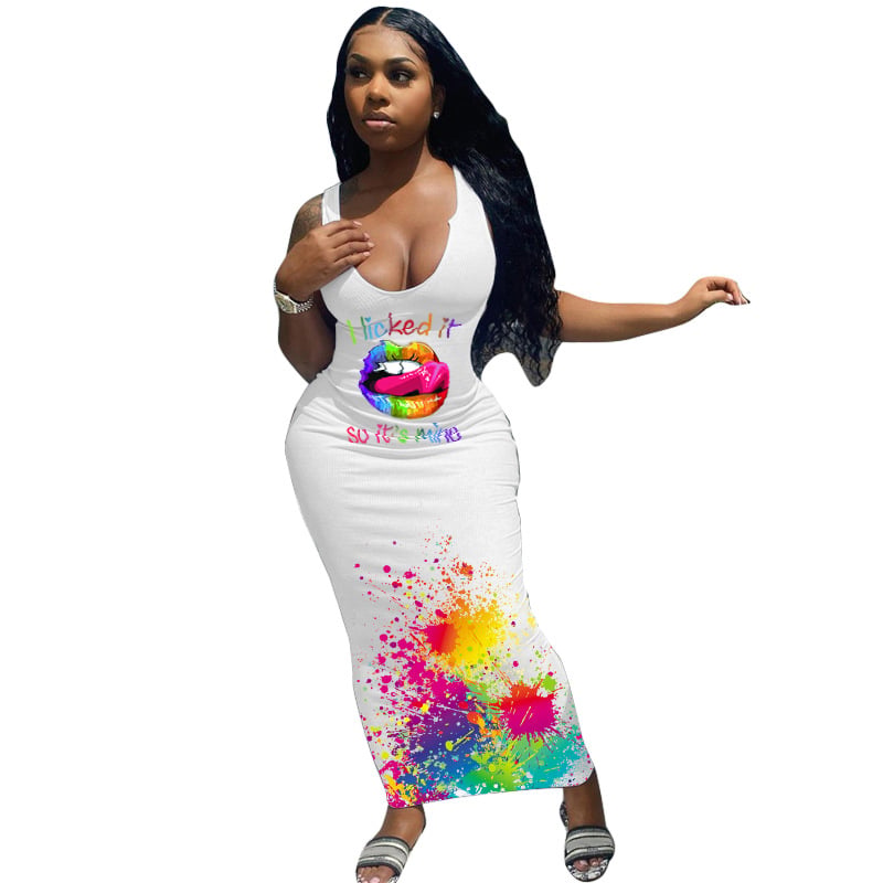 Summer Casual Long Dress for Women with Fashion Print
