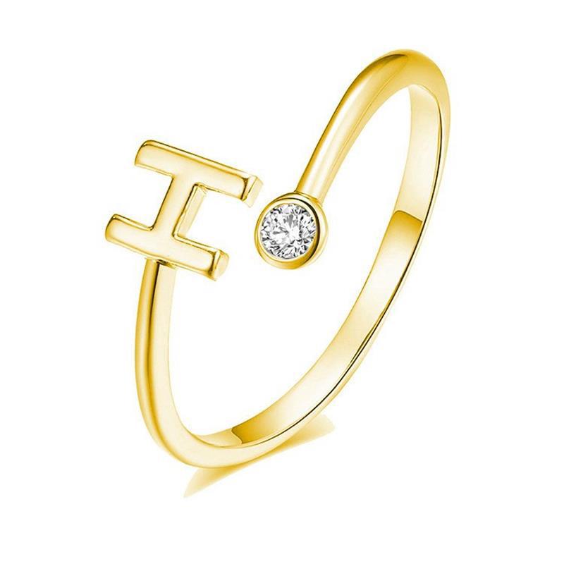 S925 Silver Letter Gold-Plated Ring for Women