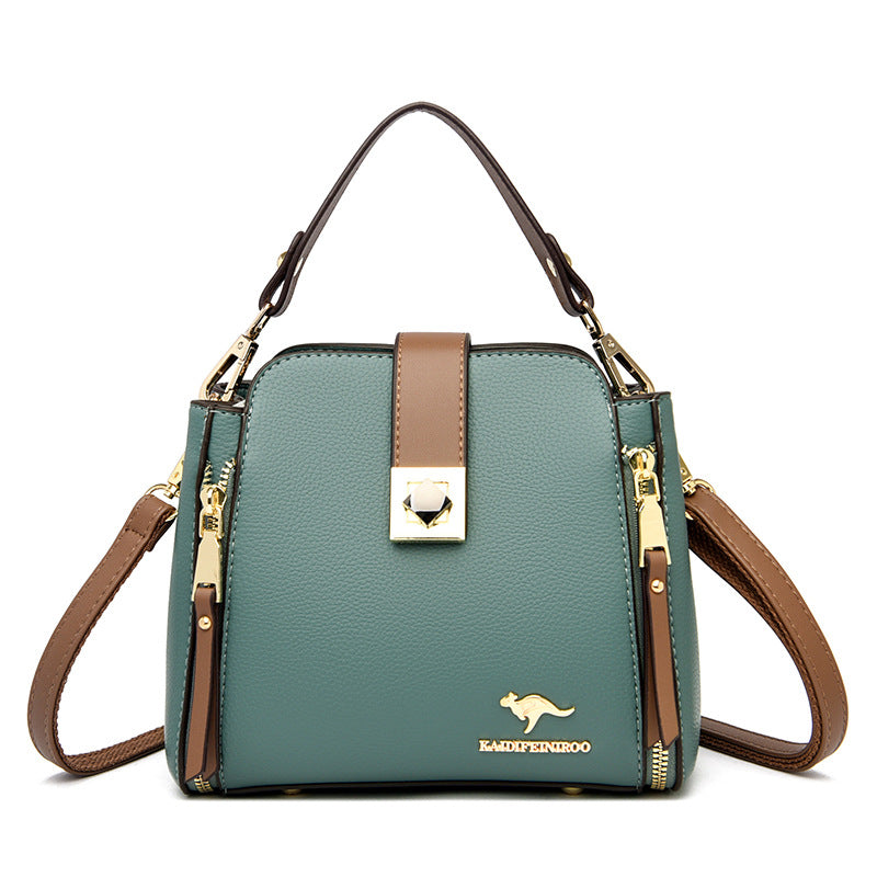 Fashion Women's Color-Block Bucket Shoulder Bag 2021