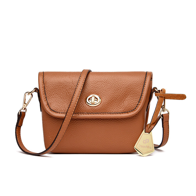Genuine Leather Women's Shoulder Bag - Vintage Style