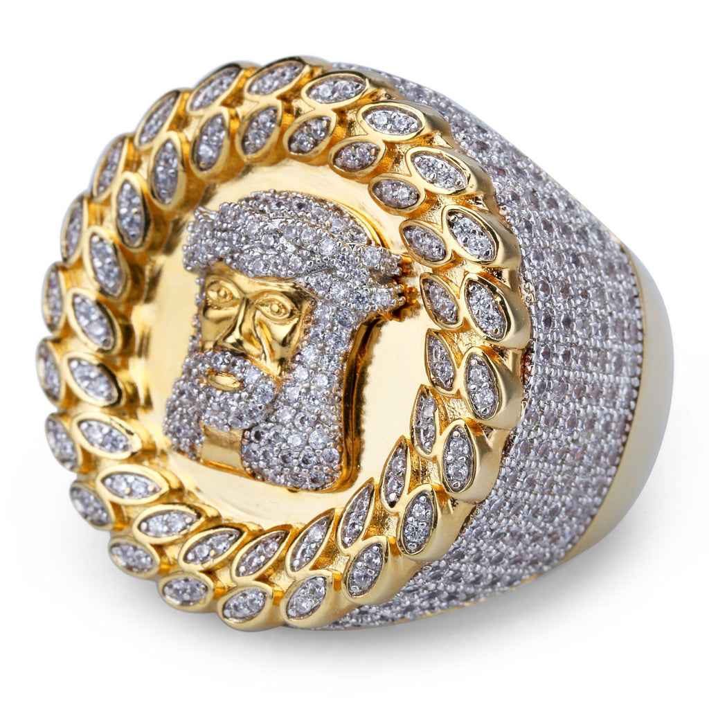 Zircon-Studded Hip-Hop Ring for Men