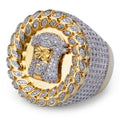 Zircon-Studded Hip-Hop Ring for Men