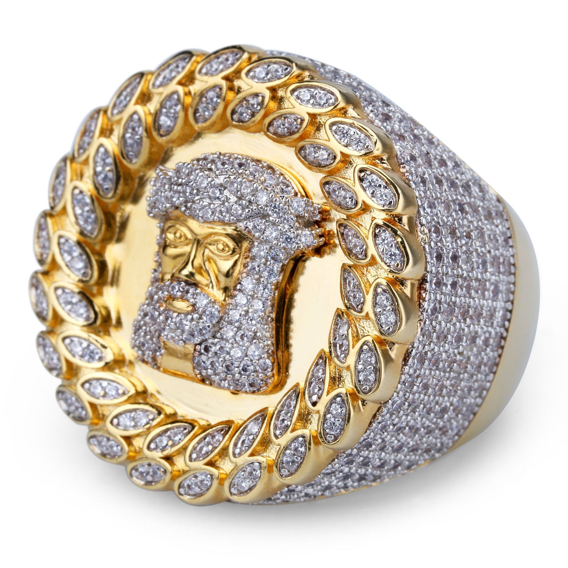 Zircon-Studded Hip-Hop Ring for Men