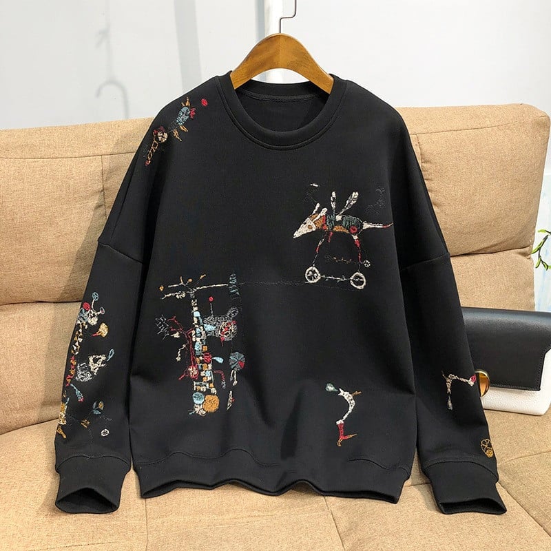 Embroidered Cotton Sweatshirt for Youthful Vitality