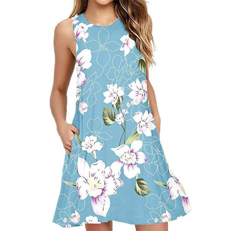 Sleeveless Casual Back Zipper T-Shirt Dress