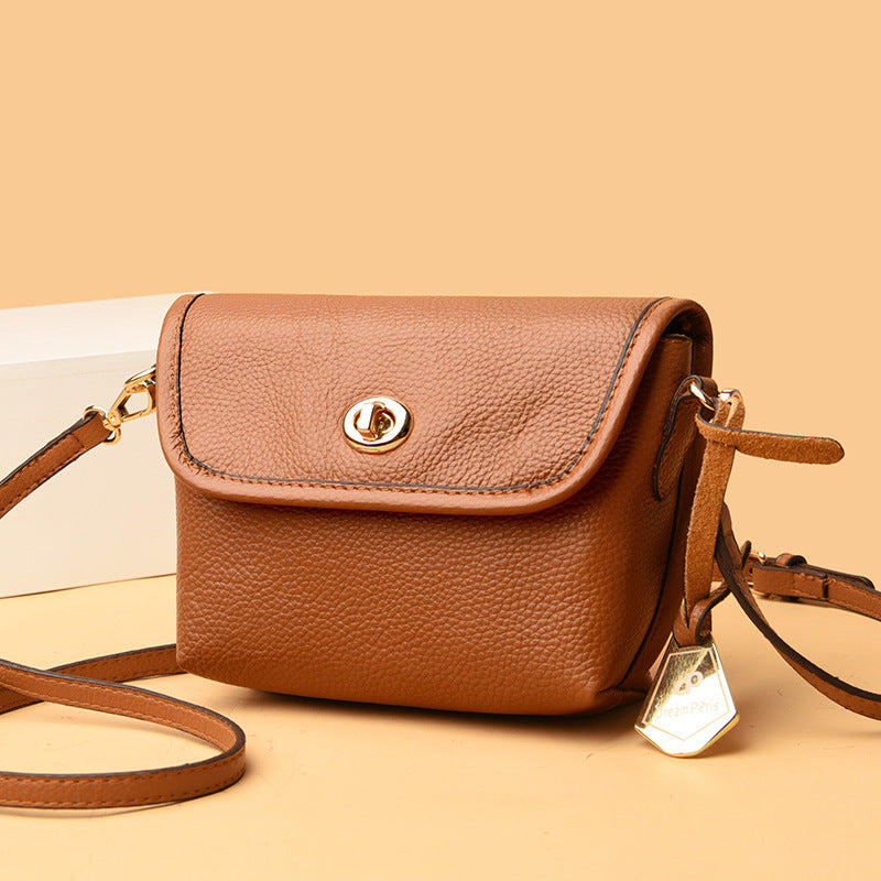 Genuine Leather Women's Shoulder Bag - Vintage Style