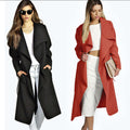 Plus Size Woolen Coat with Belt for Fall/Winter