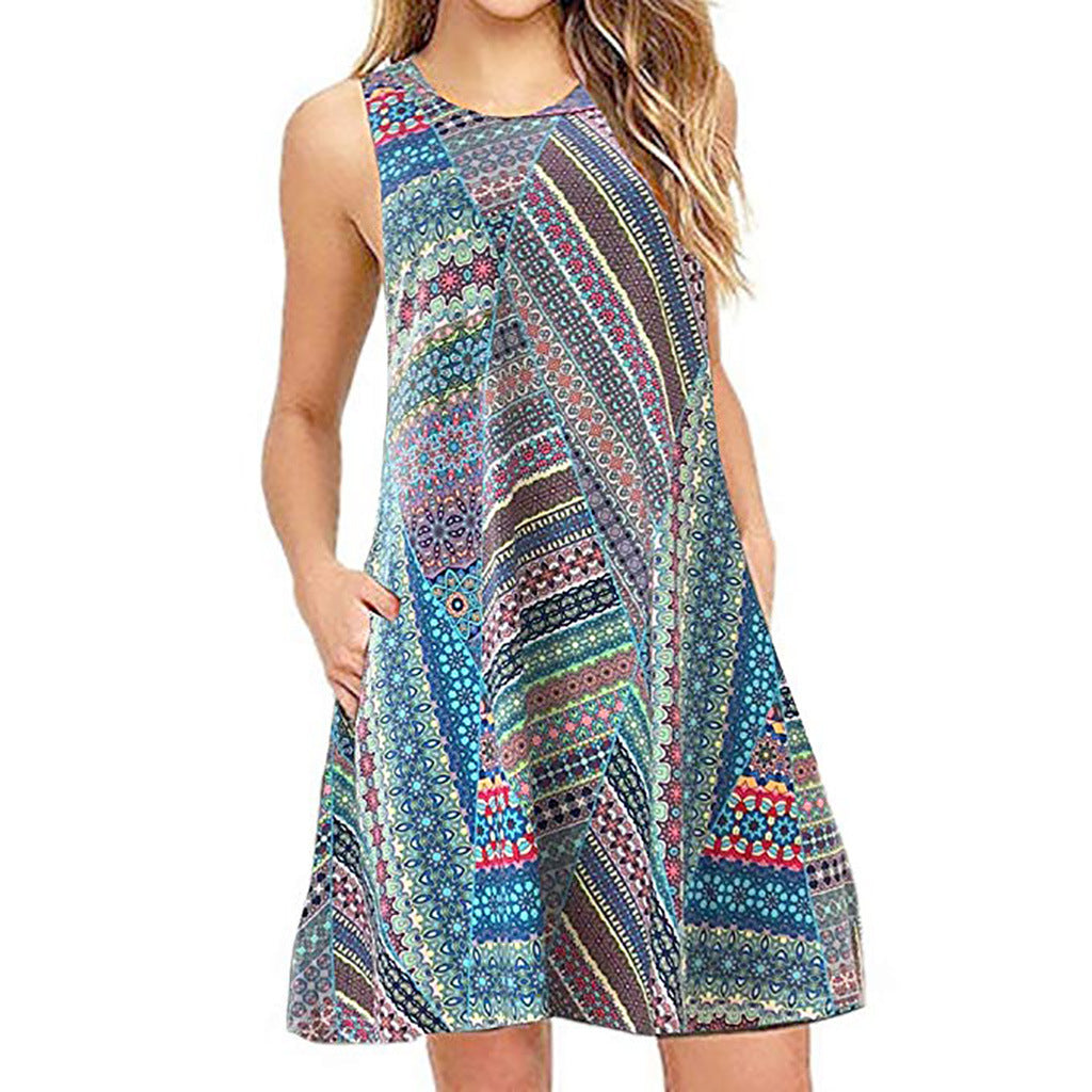 Sleeveless Casual Back Zipper T-Shirt Dress