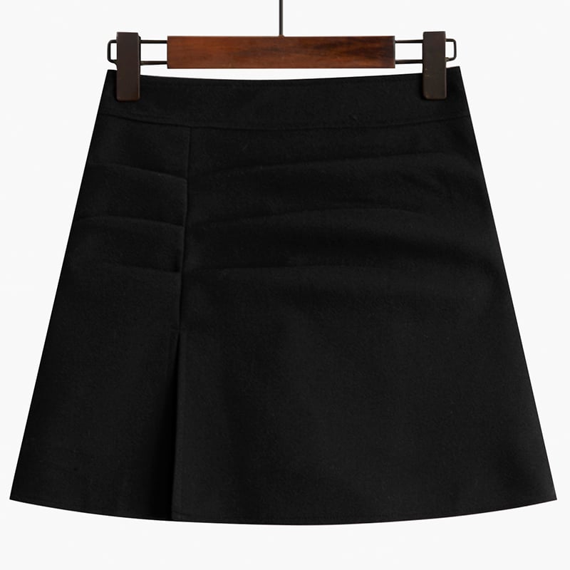 Retro Women's High Waist A-line Wool Skirt