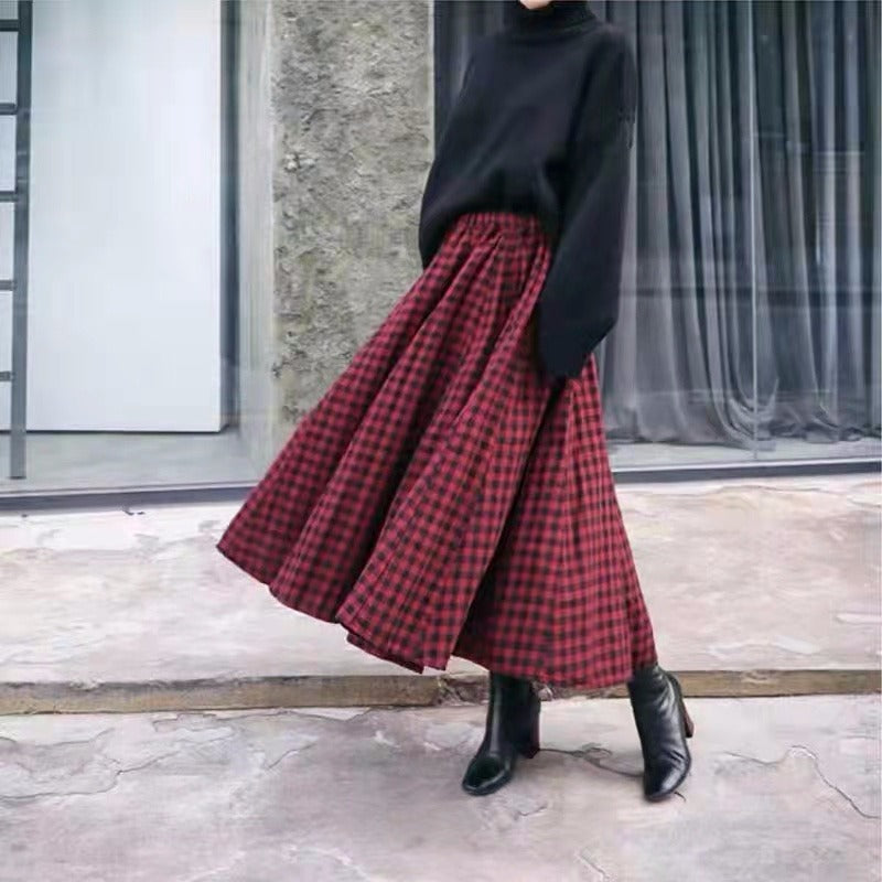 High Waist A-Line Long Skirt for Women