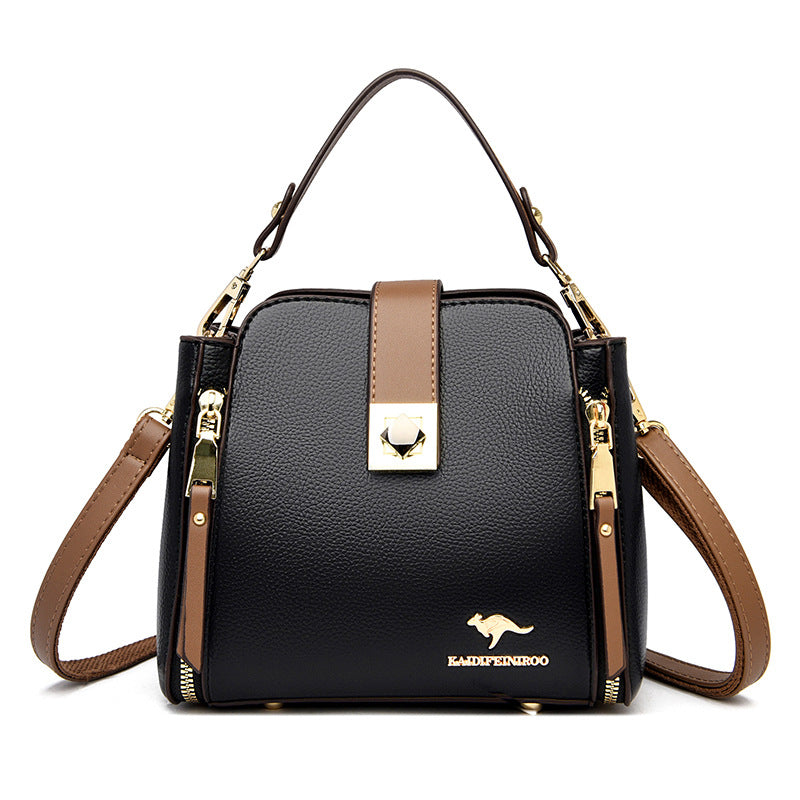 Fashion Women's Color-Block Bucket Shoulder Bag 2021
