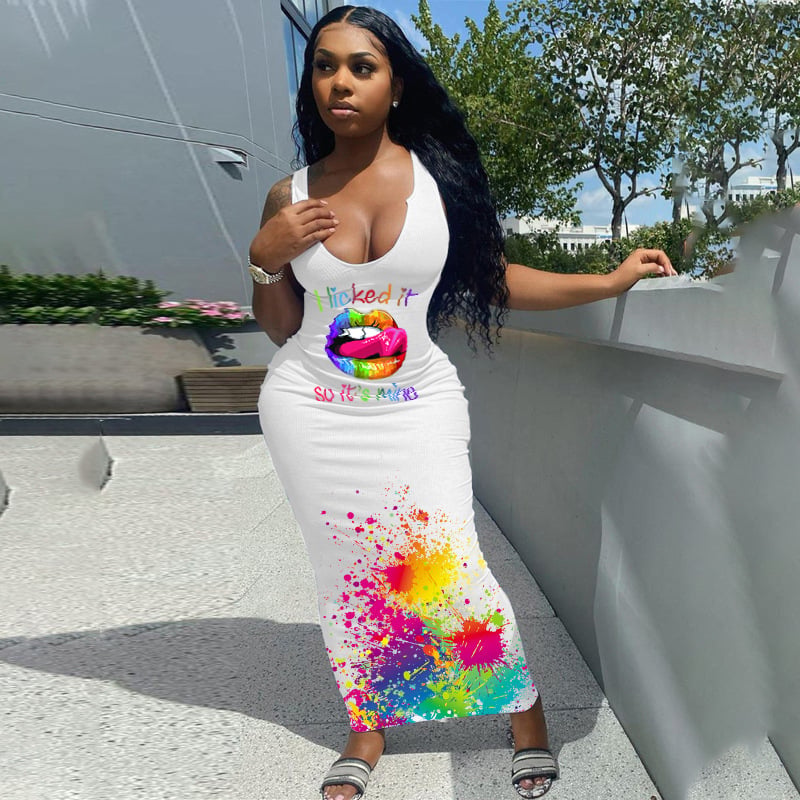 Summer Casual Long Dress for Women with Fashion Print