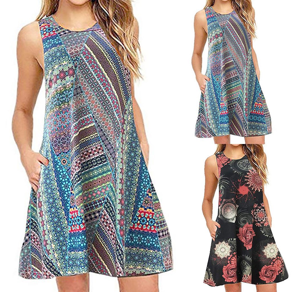 Sleeveless Casual Back Zipper T-Shirt Dress